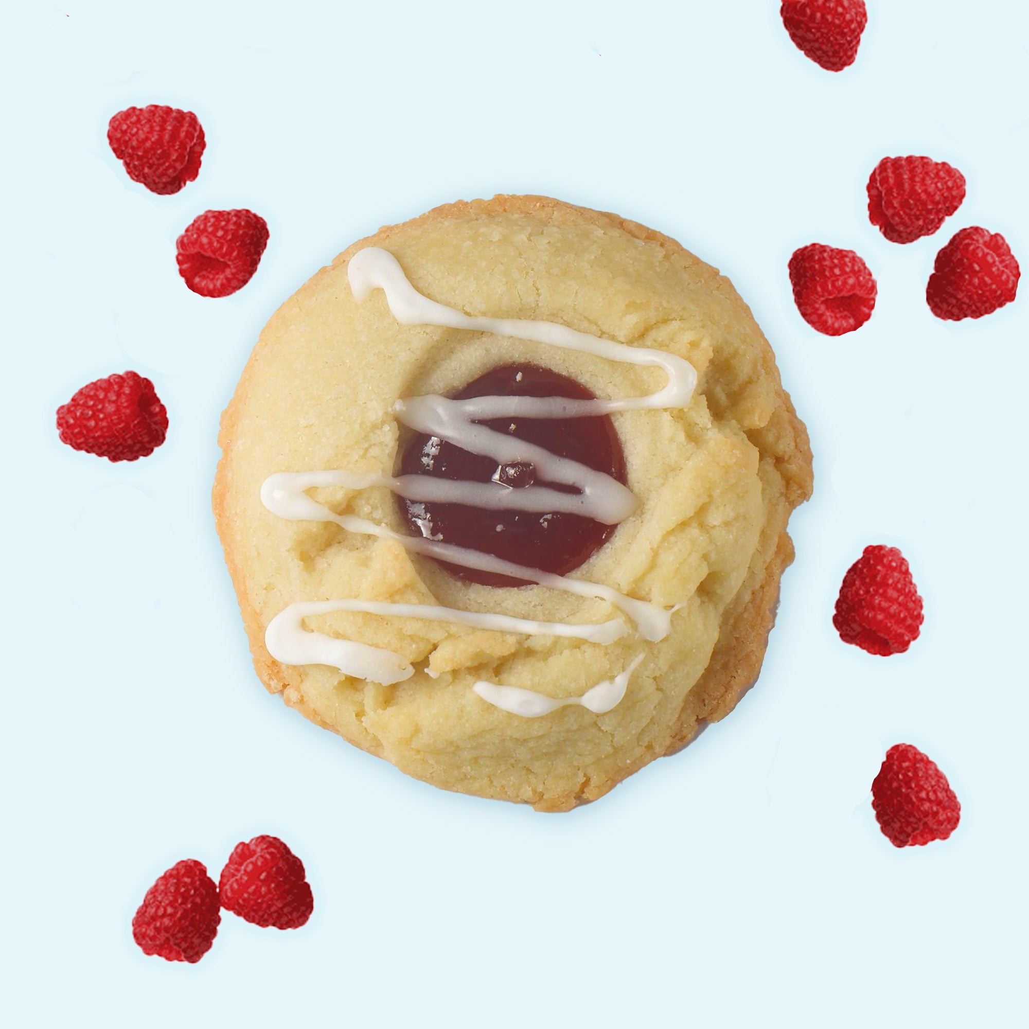Glazed Raspberry Almond Shortbread Cookies