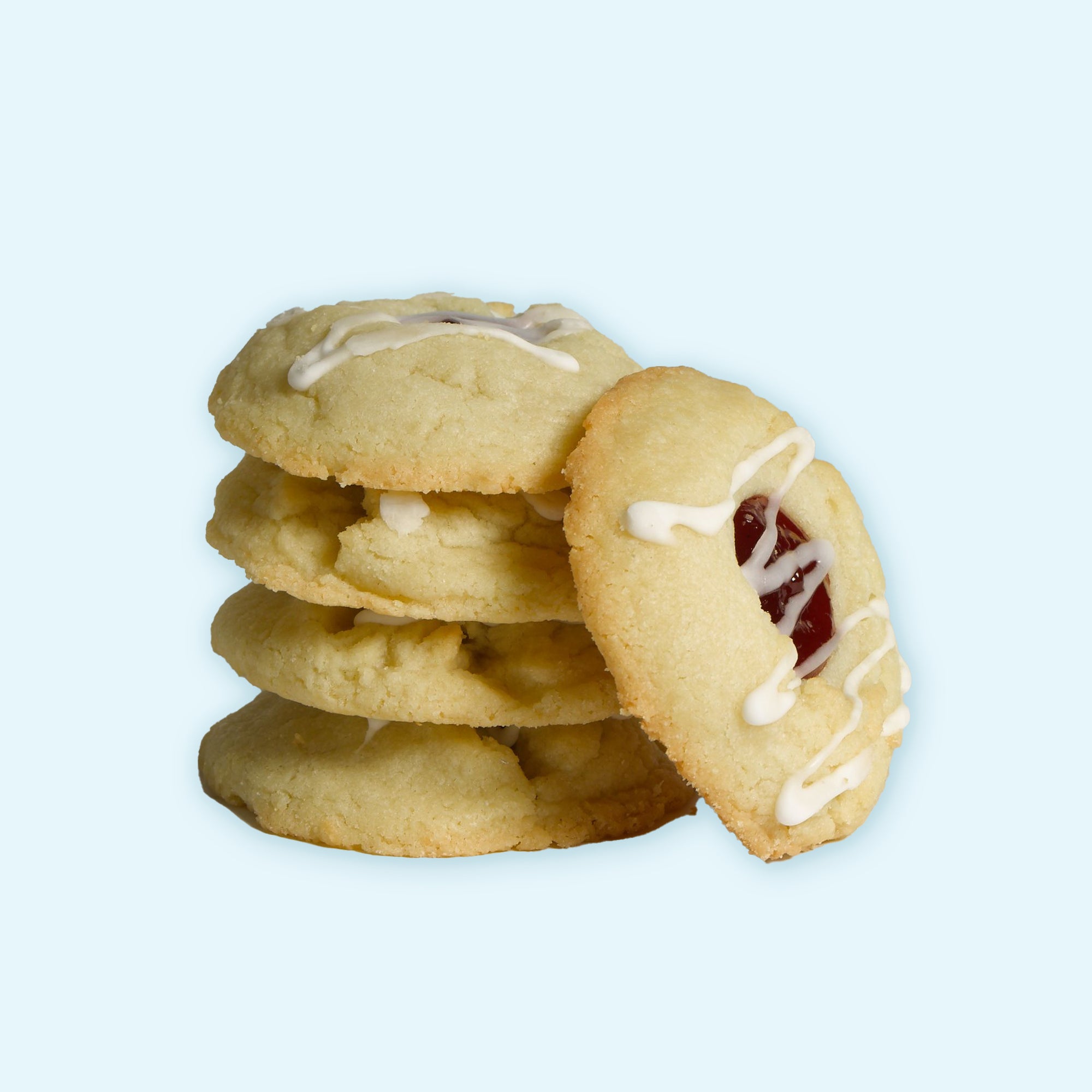 Glazed Raspberry Almond Shortbread Cookies
